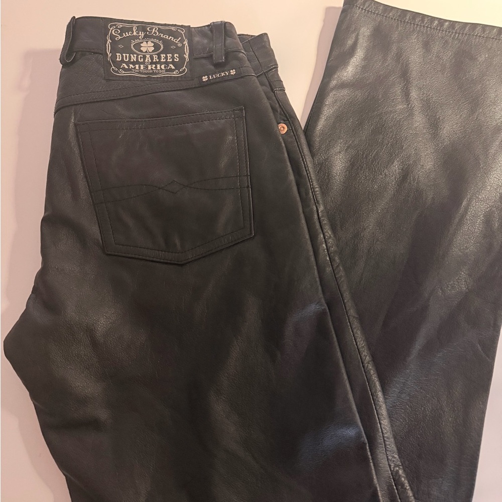 Lucky Brand Men’s Black Leather Straight Jeans